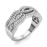 Infinity Multirow Split Prong Half Eternity Ring in Gold & Platinum