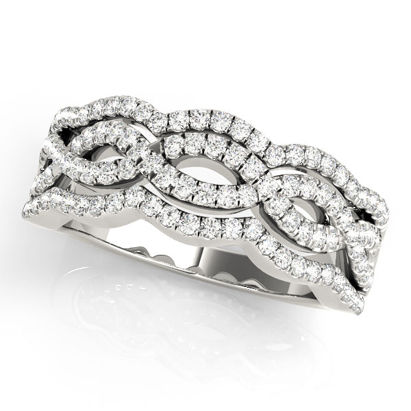 Infinity Multirow Split Prong Half Eternity Ring in Gold & Platinum