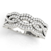 Infinity Multirow Split Prong Half Eternity Ring in Gold & Platinum