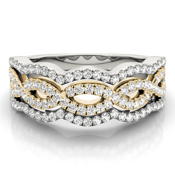 Infinity Multirow Split Prong Half Eternity Ring in Gold & Platinum