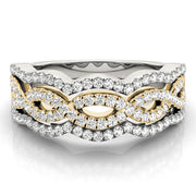 Infinity Multirow Split Prong Half Eternity Ring in Gold & Platinum