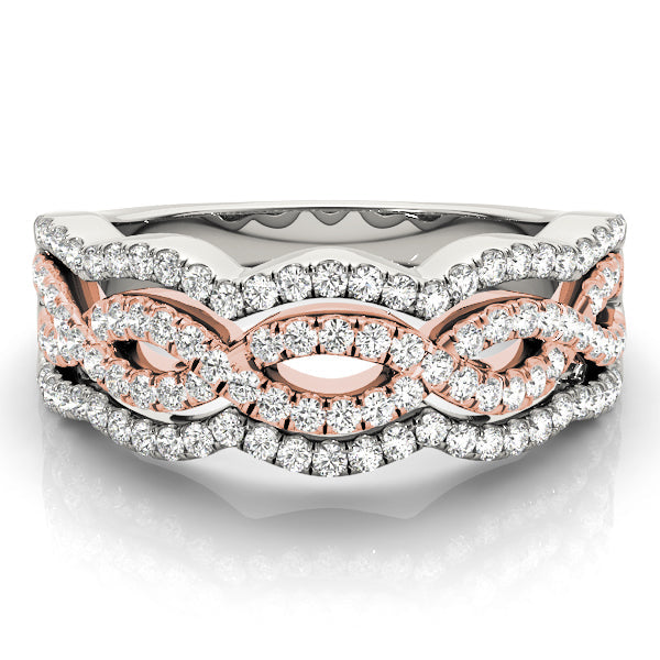 Infinity Multirow Split Prong Half Eternity Ring in Gold & Platinum