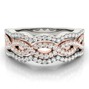 Infinity Multirow Split Prong Half Eternity Ring in Gold & Platinum