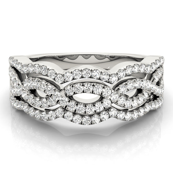 Infinity Multirow Split Prong Half Eternity Ring in Gold & Platinum