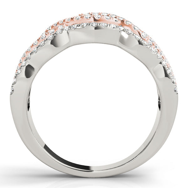 Infinity Multirow Split Prong Half Eternity Ring in Gold & Platinum