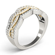 Infinity Multirow Split Prong Half Eternity Ring in Gold & Platinum