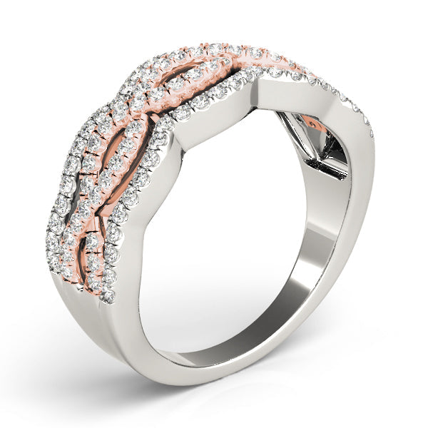 Infinity Multirow Split Prong Half Eternity Ring in Gold & Platinum