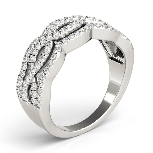 Infinity Multirow Split Prong Half Eternity Ring in Gold & Platinum