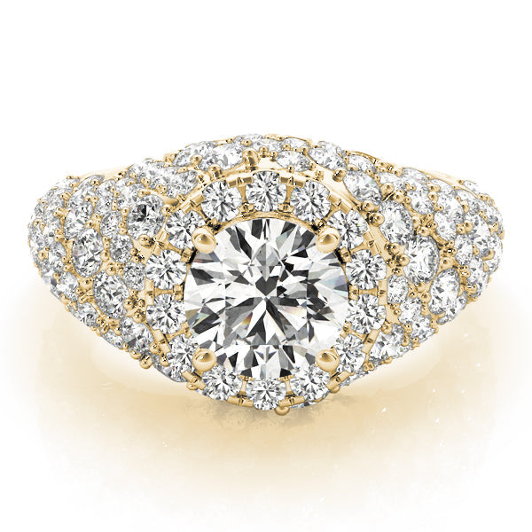 Radiant Fashion Band Round Diamond Engagement Ring in 10K/14K gold and platinum with certified lab-grown or natural diamonds