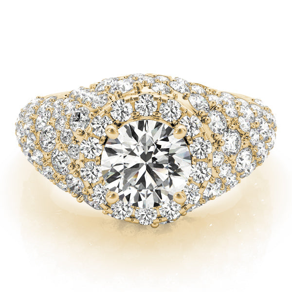 Radiant Fashion Band Round Diamond Engagement Ring in 10K/14K gold and platinum with certified lab-grown or natural diamonds