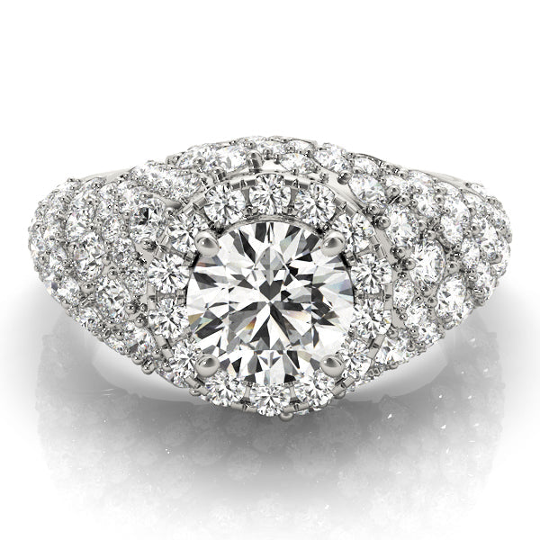 Radiant Fashion Band Round Diamond Engagement Ring in 10K/14K gold and platinum with certified lab-grown or natural diamonds