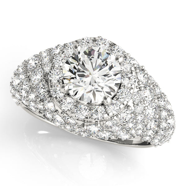 Radiant Fashion Band Round Diamond Engagement Ring in 10K/14K gold and platinum with certified lab-grown or natural diamonds