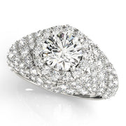 Radiant Fashion Band Round Diamond Engagement Ring in 10K/14K gold and platinum with certified lab-grown or natural diamonds