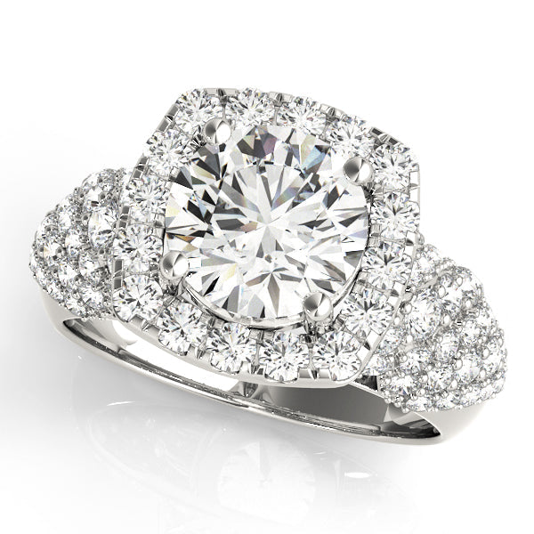 Brilliant Fashion Band Round Diamond Engagement Ring in 10K/14K gold and platinum with certified lab-grown or natural diamonds