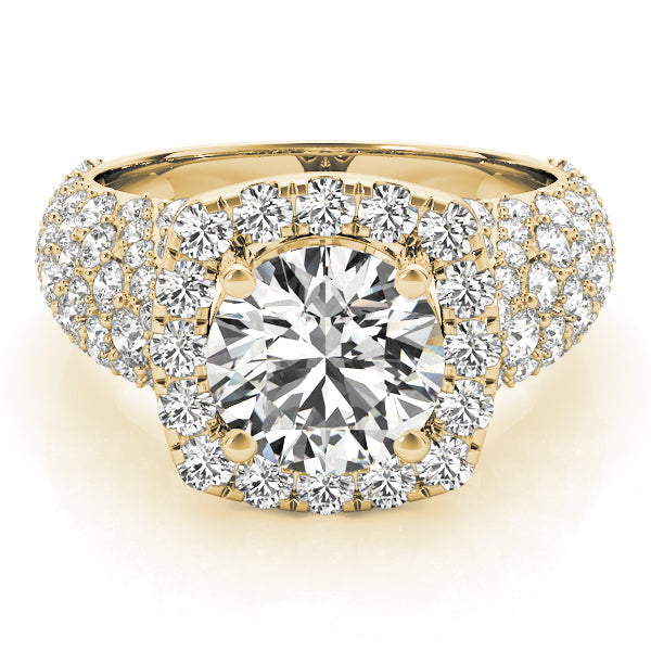Brilliant Fashion Band Round Diamond Engagement Ring in 10K/14K gold and platinum with certified lab-grown or natural diamonds