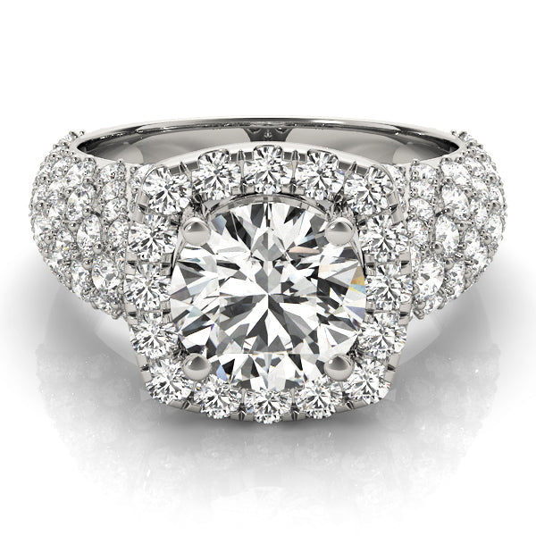 Brilliant Fashion Band Round Diamond Engagement Ring in 10K/14K gold and platinum with certified lab-grown or natural diamonds