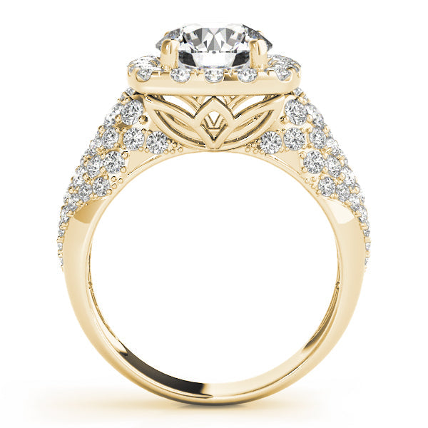 Brilliant Fashion Band Round Diamond Engagement Ring in 10K/14K gold and platinum with certified lab-grown or natural diamonds