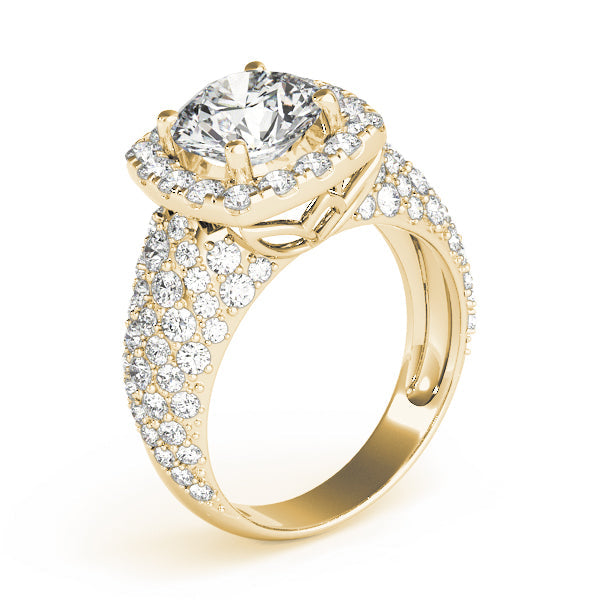 Brilliant Fashion Band Round Diamond Engagement Ring in 10K/14K gold and platinum with certified lab-grown or natural diamonds