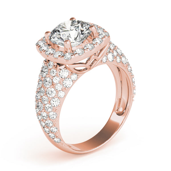 Brilliant Fashion Band Round Diamond Engagement Ring in 10K/14K gold and platinum with certified lab-grown or natural diamonds