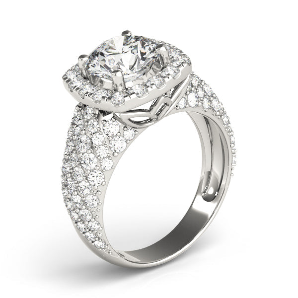 Brilliant Fashion Band Round Diamond Engagement Ring in 10K/14K gold and platinum with certified lab-grown or natural diamonds