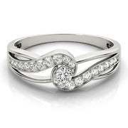 Elegant Sidestone Round Diamond Engagement Ring in 10K/14K gold and platinum with certified lab-grown or natural diamonds