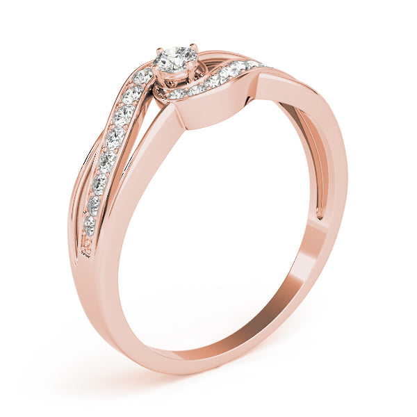 Elegant Sidestone Round Diamond Engagement Ring in 10K/14K gold and platinum with certified lab-grown or natural diamonds