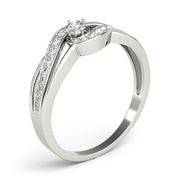 Elegant Sidestone Round Diamond Engagement Ring in 10K/14K gold and platinum with certified lab-grown or natural diamonds