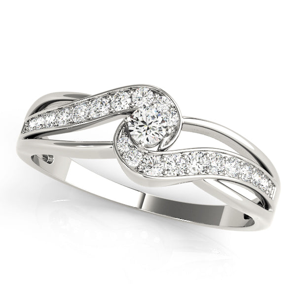 Elegant Sidestone Round Diamond Engagement Ring in 10K/14K gold and platinum with certified lab-grown or natural diamonds