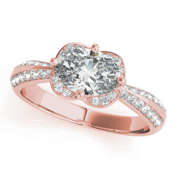 Heirloom Sidestone Oval Diamond Engagement Ring in 10K/14K gold and platinum with certified lab-grown or natural diamonds