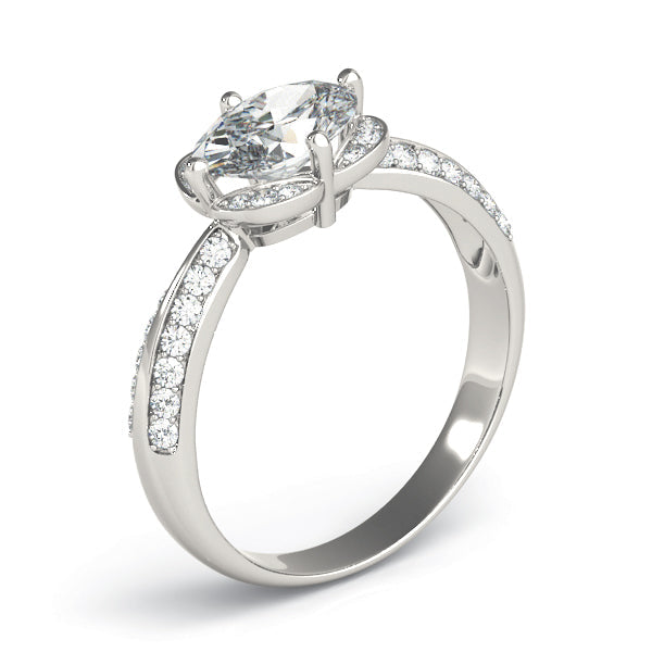 Heirloom Sidestone Oval Diamond Engagement Ring in 10K/14K gold and platinum with certified lab-grown or natural diamonds