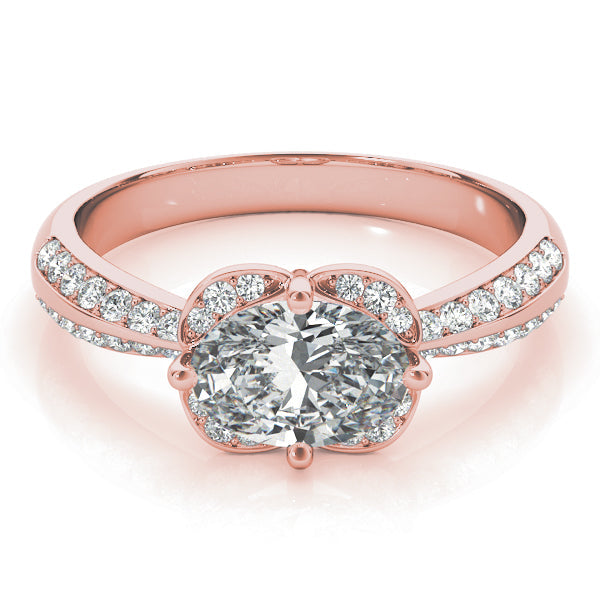 Heirloom Sidestone Oval Diamond Engagement Ring in 10K/14K gold and platinum with certified lab-grown or natural diamonds