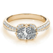 Heirloom Sidestone Oval Diamond Engagement Ring in 10K/14K gold and platinum with certified lab-grown or natural diamonds