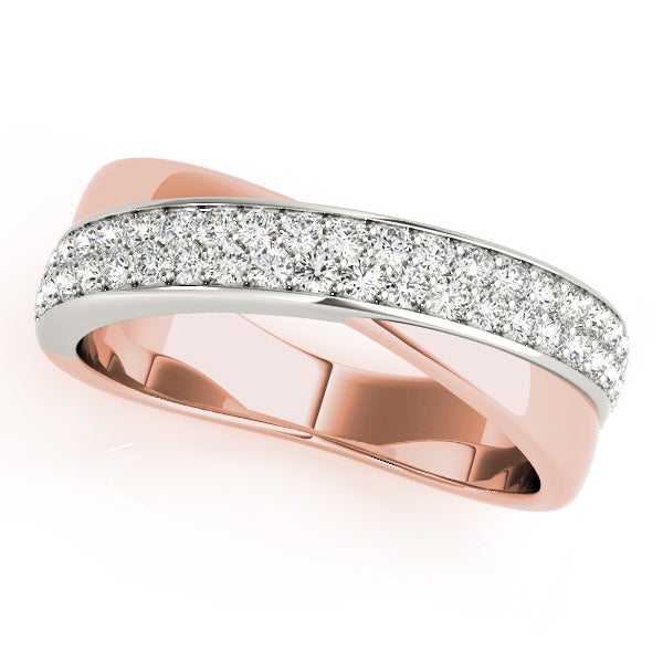 Double Row Twisted Half Eternity Ring in Gold & Platinum