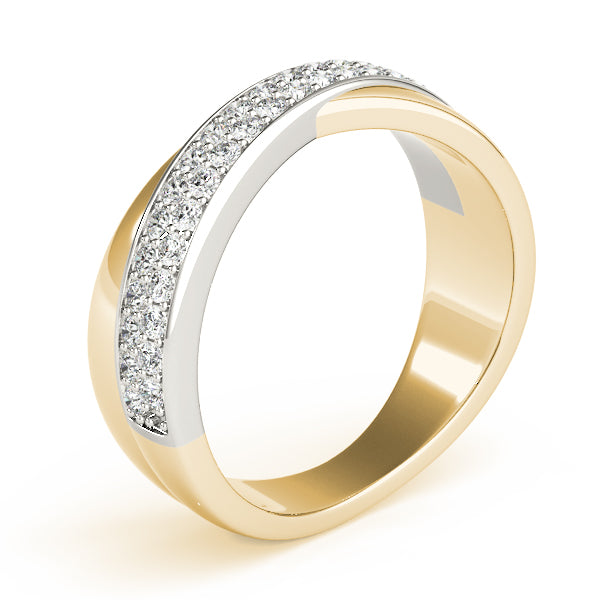 Double Row Twisted Half Eternity Ring in Gold & Platinum