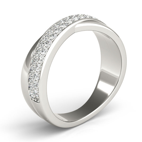 Double Row Twisted Half Eternity Ring in Gold & Platinum