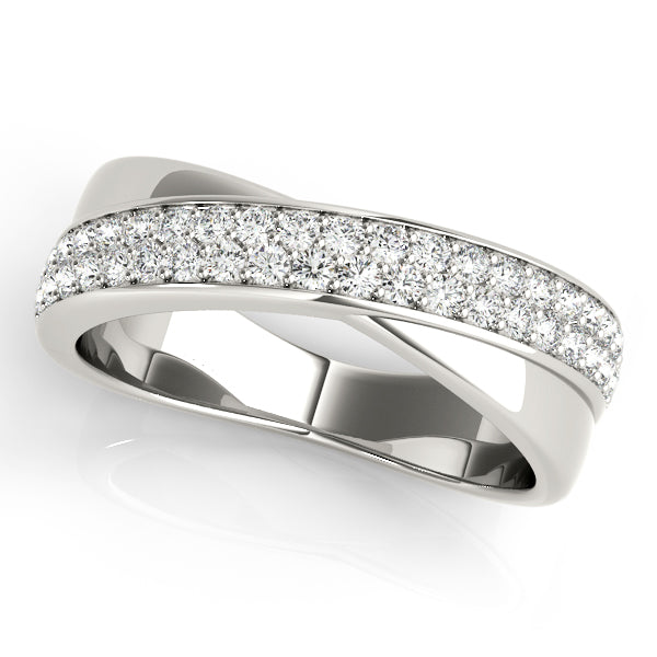 Double Row Twisted Half Eternity Ring in Gold & Platinum