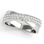 Double Row Twisted Half Eternity Ring in Gold & Platinum