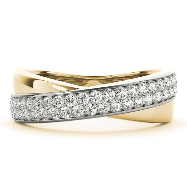Double Row Twisted Half Eternity Ring in Gold & Platinum