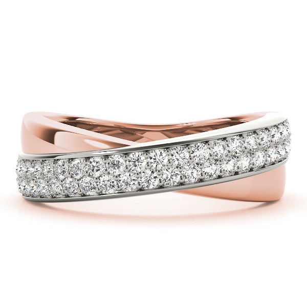 Double Row Twisted Half Eternity Ring in Gold & Platinum