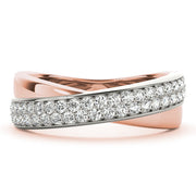 Double Row Twisted Half Eternity Ring in Gold & Platinum