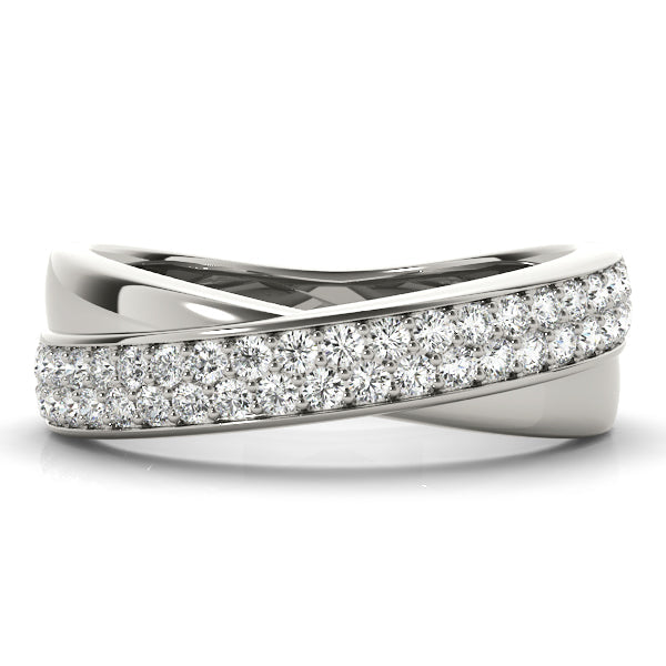 Double Row Twisted Half Eternity Ring in Gold & Platinum