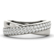 Double Row Twisted Half Eternity Ring in Gold & Platinum