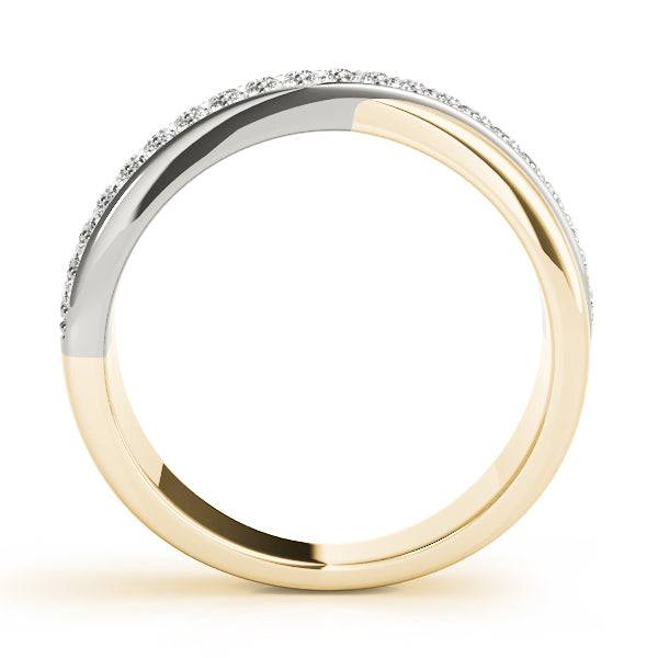 Double Row Twisted Half Eternity Ring in Gold & Platinum