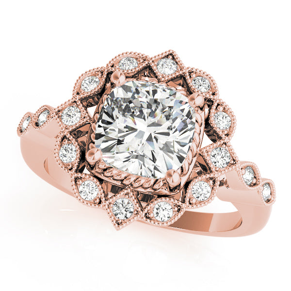 Regal Color Rings Cushion Diamond Engagement Ring in 10K/14K gold and platinum with certified lab-grown or natural diamonds