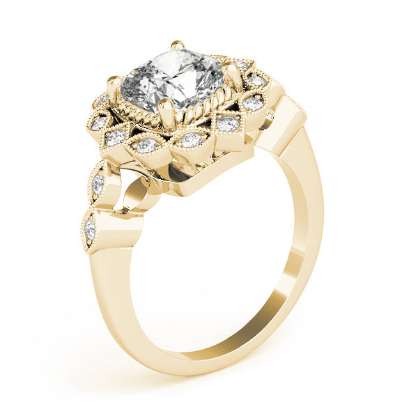 Regal Color Rings Cushion Diamond Engagement Ring in 10K/14K gold and platinum with certified lab-grown or natural diamonds
