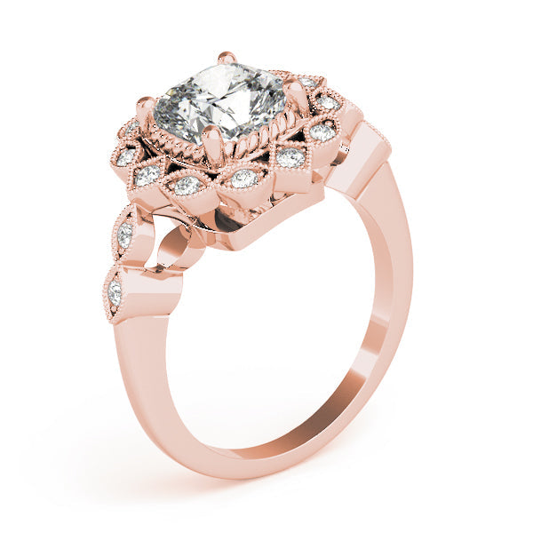 Regal Color Rings Cushion Diamond Engagement Ring in 10K/14K gold and platinum with certified lab-grown or natural diamonds