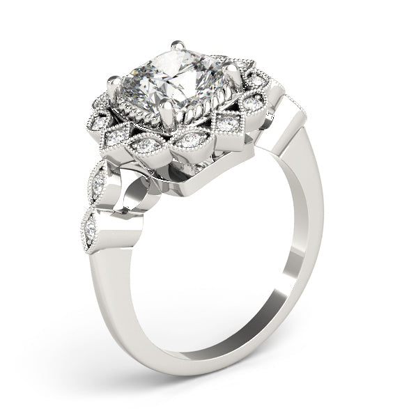 Regal Color Rings Cushion Diamond Engagement Ring in 10K/14K gold and platinum with certified lab-grown or natural diamonds