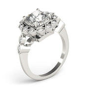 Regal Color Rings Cushion Diamond Engagement Ring in 10K/14K gold and platinum with certified lab-grown or natural diamonds