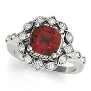 Regal Color Rings Cushion Diamond Engagement Ring in 10K/14K gold and platinum with certified lab-grown or natural diamonds