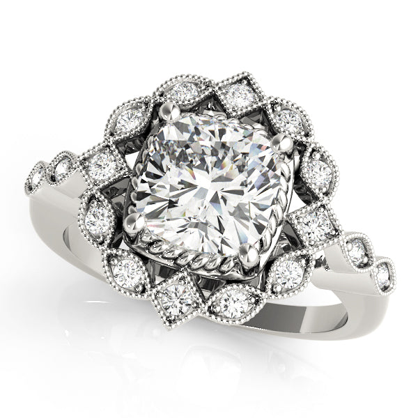 Regal Color Rings Cushion Diamond Engagement Ring in 10K/14K gold and platinum with certified lab-grown or natural diamonds